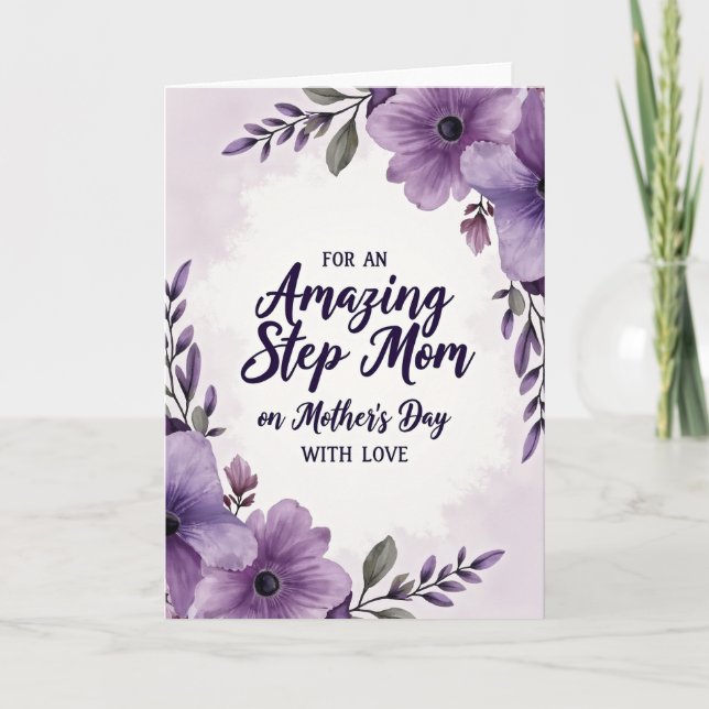 Watercolor Step Mom Love Card (Front)