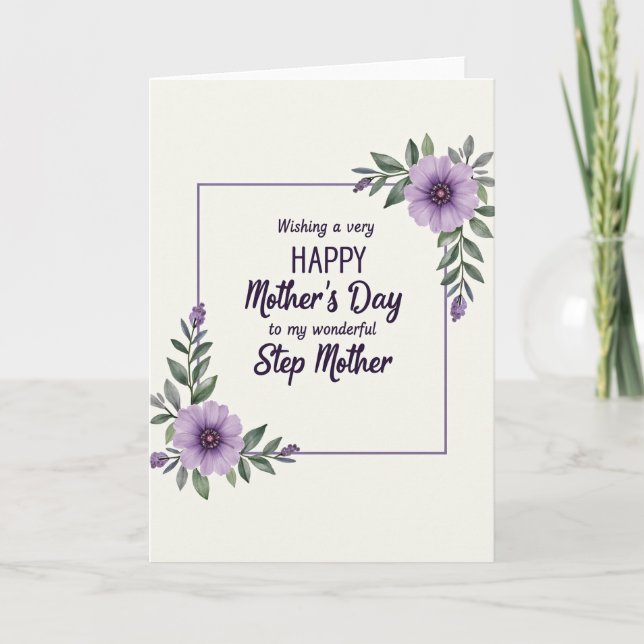 Watercolor Step Mothers Day Card (Front)