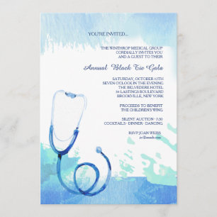 Watercolor Stethoscope Invitation