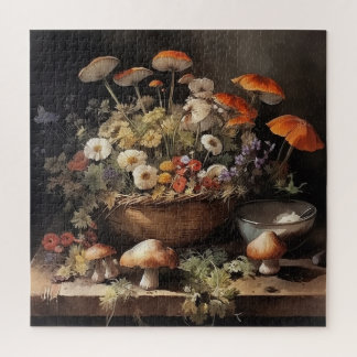Watercolor Still Life with Mushrooms Puzzle