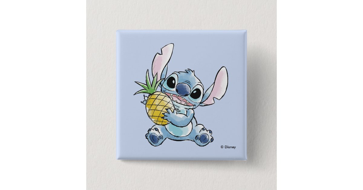 Watercolor Stitch Holding Pineapple Button | Zazzle