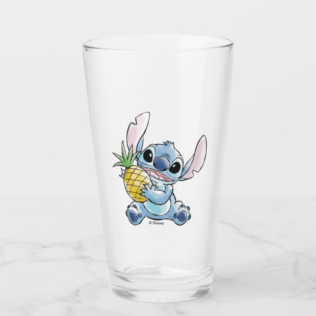 Watercolor Stitch Holding Pineapple Glass (Front)