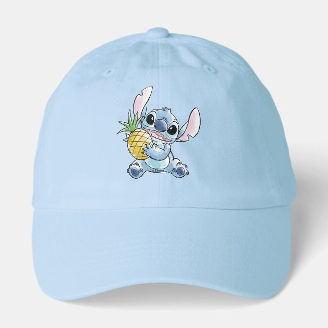 Watercolor Stitch Holding Pineapple Hat (Front)