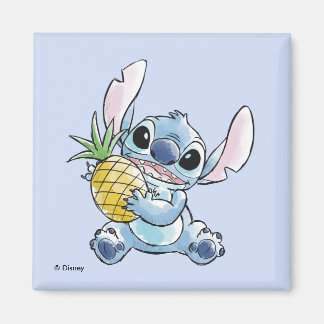 Watercolor Stitch Holding Pineapple Magnet