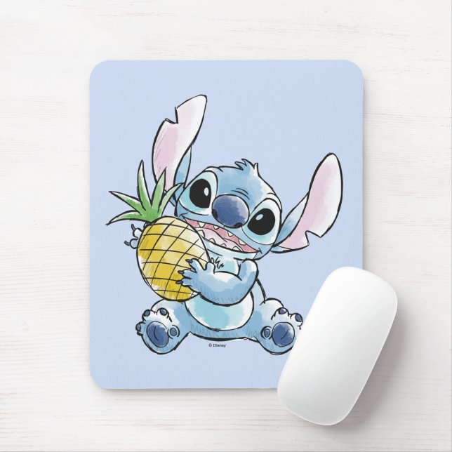 Watercolor Stitch Holding Pineapple Mouse Pad (With Mouse)