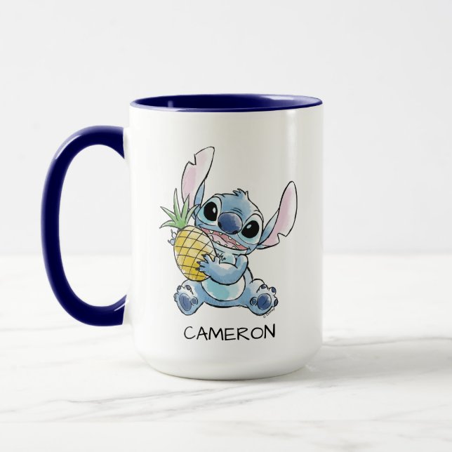 Watercolor Stitch Holding Pineapple Mug (Left)