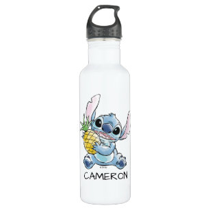 Baseball Stitch - Baseball - White Stainless Steel Water Bottle with Straw