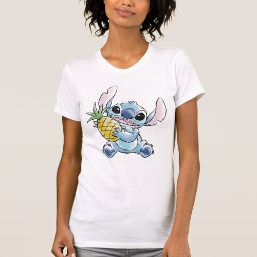 Watercolor Stitch Holding Pineapple T_Shirt