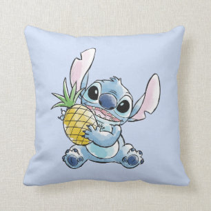 Watercolor Stitch Holding Pineapple Throw Pillow