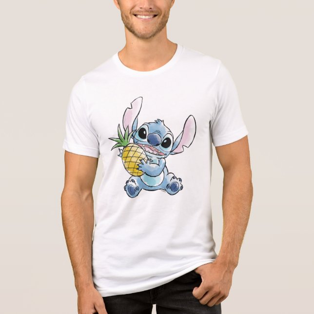 Watercolor Stitch Holding Pineapple Tri-Blend Shirt (Front)