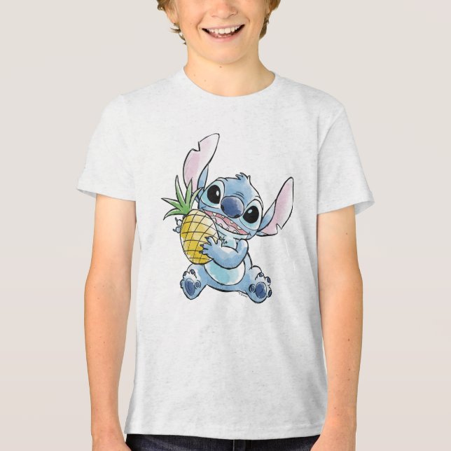 Watercolor Stitch Holding Pineapple Tri-Blend Shirt (Front)