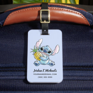 Watercolor Stitch with Pineapple - Tropical Travel Luggage Tag