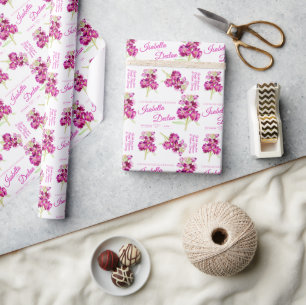 Watercolor stock flower pink custom wedding white wrapping paper