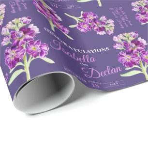 Watercolor stock flower purple custom wedding wrapping paper