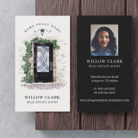 Watercolor Stone Black Iron Door Real Estate Agent Business Card