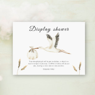 Watercolor stork baby shower display shower enclosure card