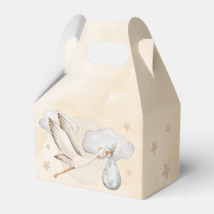 Watercolor Stork Baby Shower Favor Boxes