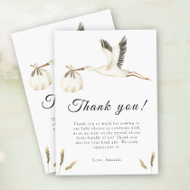 Watercolor stork baby shower Thank You Card