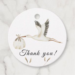 Watercolor stork baby shower Thank You Favor Tags