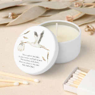 Watercolor stork - Prayer Candle Label Mini Candle Favors