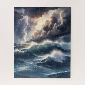 Watercolor Storm At Sea Jigsaw Puzzle