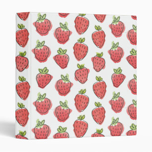 Watercolor Strawberries 3 Ring Binder