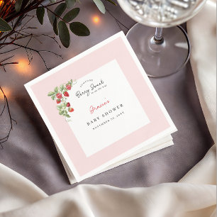 Watercolor Strawberries Baby Shower Napkin