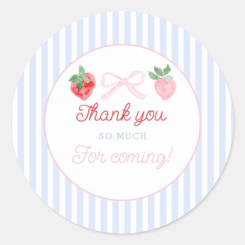 Watercolor Strawberries berry first birthday Classic Round Sticker