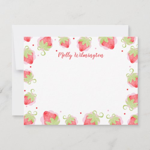 Watercolor Strawberries Cute Girly Note Card