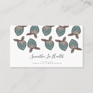 Watercolor Strawberries Doodle Pink Blue Business Card