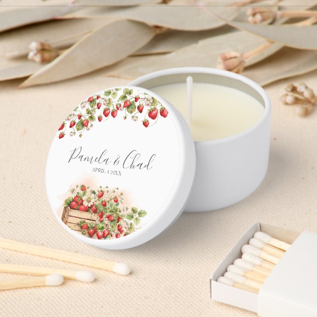 Watercolor Strawberries Mini Candle Favors (Insitu)