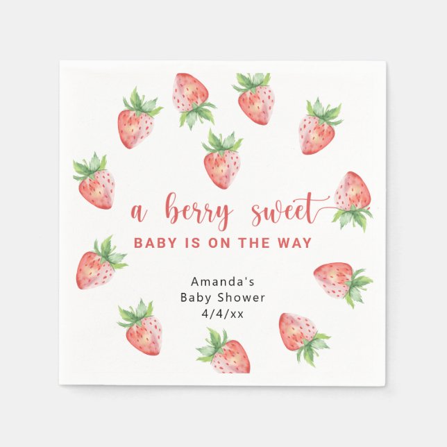 Watercolor strawberries napkins (Front)