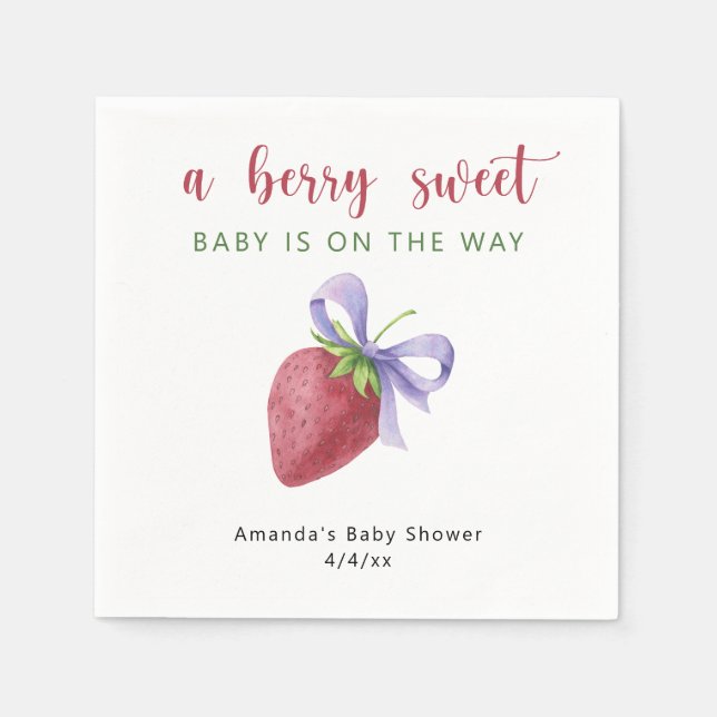 Watercolor strawberries napkins (Front)