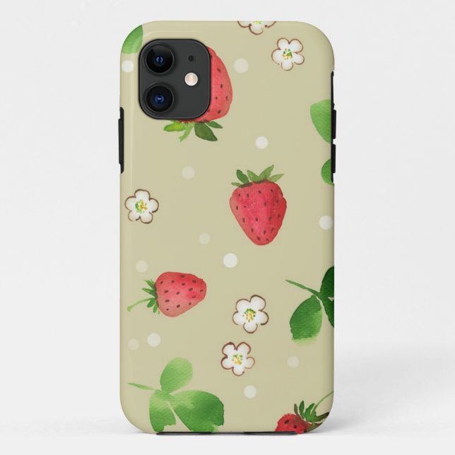 Watercolor strawberries pattern Case-Mate iPhone case (Back)