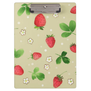 Watercolor strawberries pattern clipboard