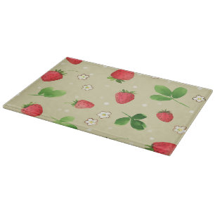 Watercolor strawberries pattern cutting board