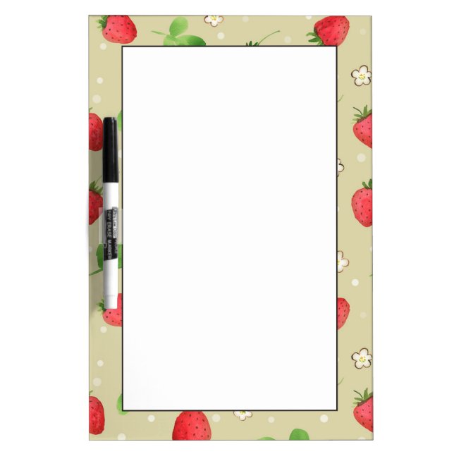 Watercolor strawberries pattern Dry-Erase board (Front)