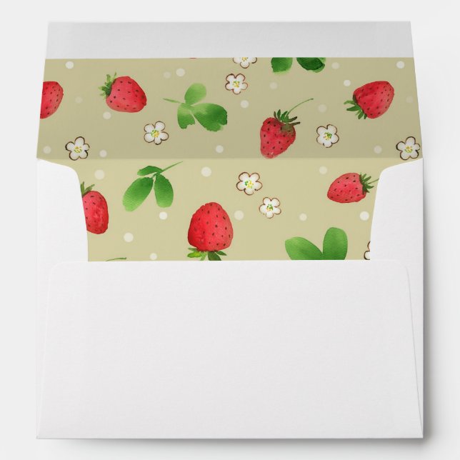 Watercolor strawberries pattern envelope (Back (Bottom))