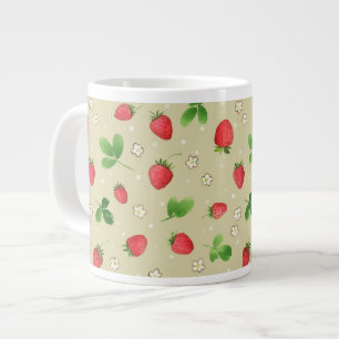 Watercolor strawberries pattern giant coffee mug