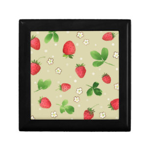 Watercolor strawberries pattern keepsake box