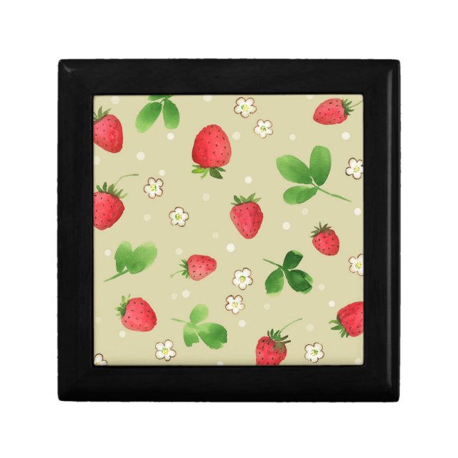 Watercolor strawberries pattern keepsake box (Front)