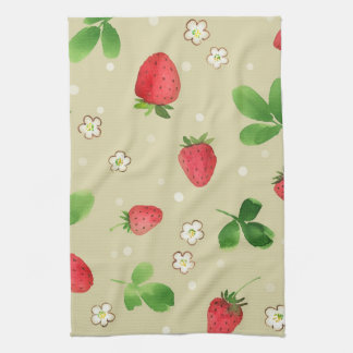 Watercolor strawberries pattern kitchen towel