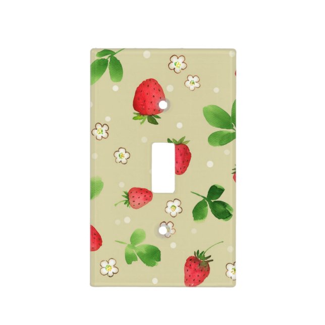 Watercolor strawberries pattern light switch cover (Front)
