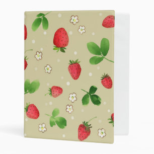 Watercolor strawberries pattern mini binder