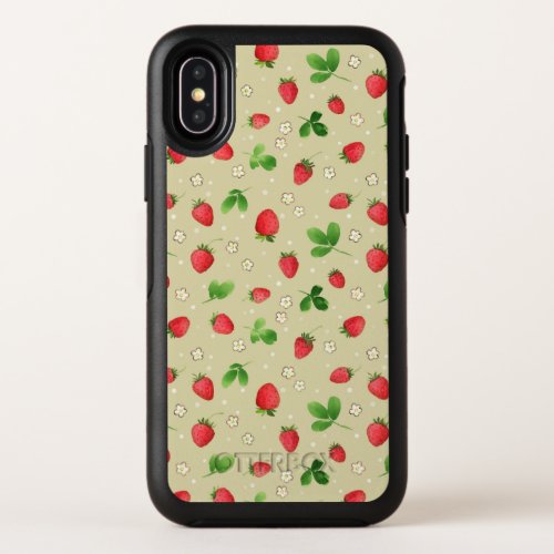 Watercolor strawberries pattern OtterBox symmetry iPhone x case