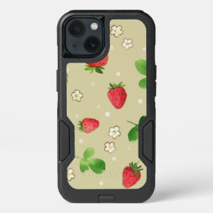Watercolor strawberries pattern iPhone 13 case
