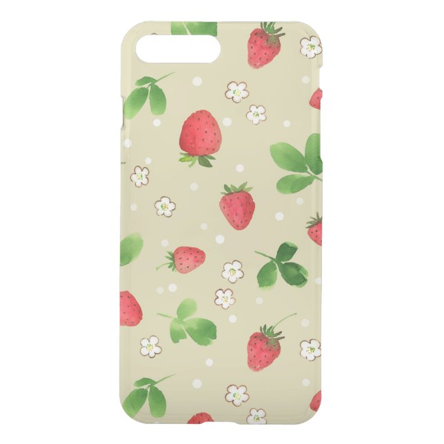 Watercolor strawberries pattern uncommon iPhone case (Back)