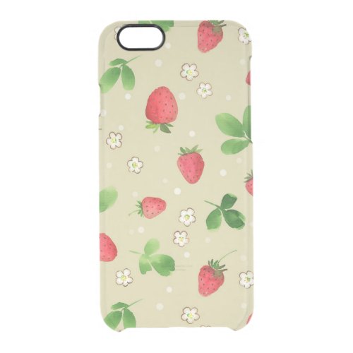 Watercolor strawberries pattern clear iPhone 66S case