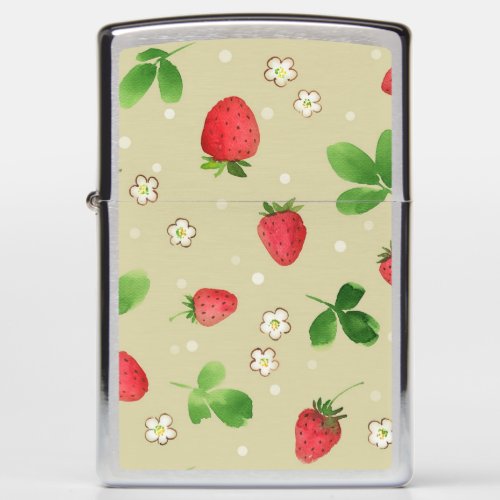 Watercolor strawberries pattern zippo lighter
