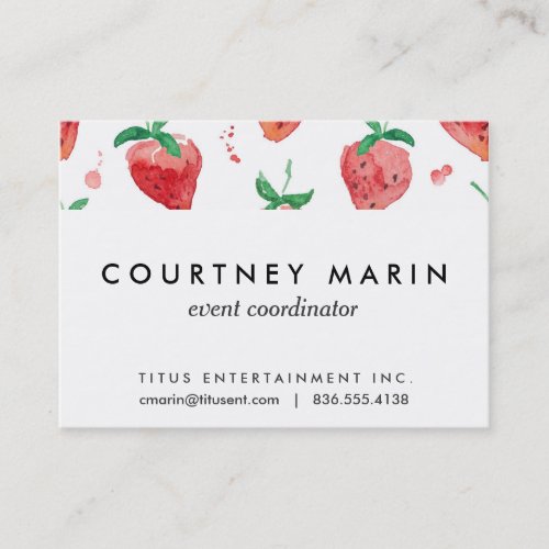 Watercolor Strawberries Pink  Red Painted Berries Business Card